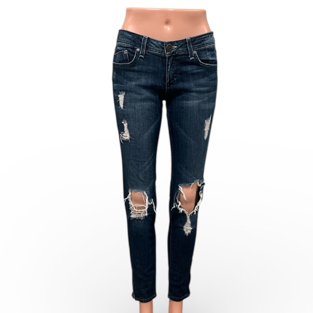 Dylan George Lucy Low Rise Skinny Ankle Zip Distressed Jeans Size 26